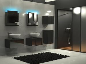 Venezia Alius A37 dupla fürdőszobabútor szett + mosdókagyló + szifon (magasfényű fekete)