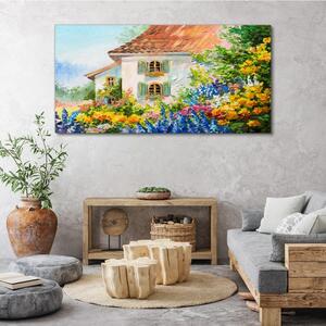 Vászonkép Vidéki virágok ház természete