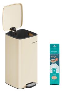 Konyhai szemetes, 30L, rozsdamentes acél, homok bézs