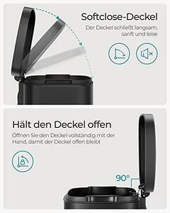 30 literes pedálos szemetes, acél, belső vödörrel, halk záródású fedéllel, fekete