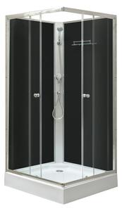 Polo Black II 80x80 cm szögletes fekete hátfalas zuhanykabin zuhanytálcával