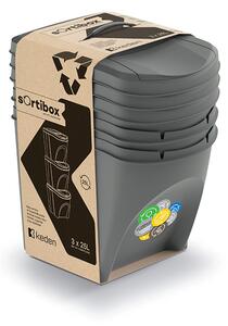 Sortibox 3 Darabos Szelektív Hulladékgyűjtő Rendszer Szett 3x25l Lapos Szürke