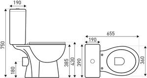 Niagara Duo monoblokkos rimless WC hátsó kifolyással ülőkével