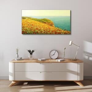 Vászonkép Virágok tengerparti tengeri szikla