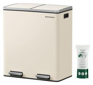 SONGMICS dupla szemetes, 2x30l, krémszínű