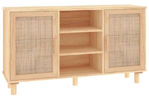 Fenyőfa-Rattan Tálalószekrény - 105x30x60 cm