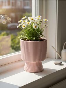 Sinsay - Bordázott kerámia virágcserép talppal - pasztellpink