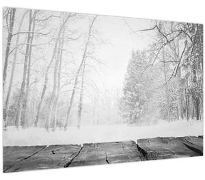 Kép - Fából készült móló télen (90x60 cm)