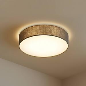 Lindby mennyezeti világítás Sebatin, Ø 50 cm, szürke, szövet, E27, dimmelhető, Alu / szürke / cink, Hálószoba, Textil / szövet / selyem, Modern