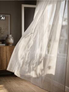 Sinsay - Zsákvászon függöny szalaggal jacquard mintával - fehér