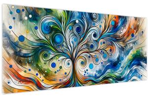 Kép – Színes energikus fa (120x50 cm)