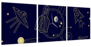 Kép - Univerzum (órával) (90x30 cm)