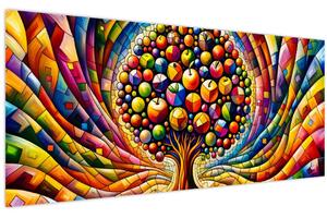 Kép – Színes fa almákkal (120x50 cm)