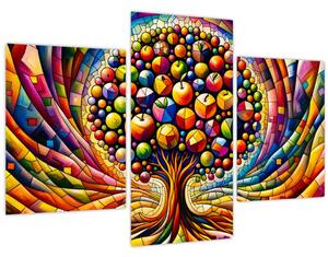 Kép – Színes fa almákkal (90x60 cm)