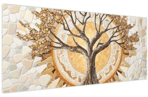 Kép – Arany életfa mozaikban (120x50 cm)