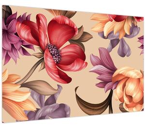 Kép - Vintage virágok (90x60 cm)