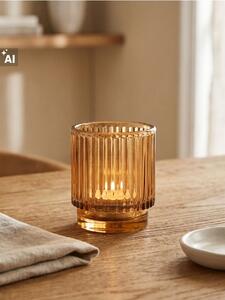 Sinsay - Bordázott tealight gyertyatartó - borostyánszínű