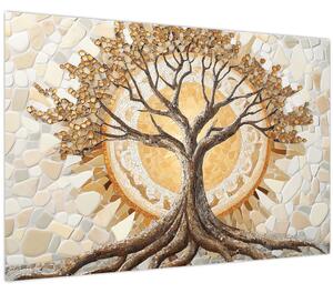Kép – Arany életfa mozaikban (90x60 cm)