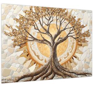 Kép – Arany életfa mozaikban (70x50 cm)