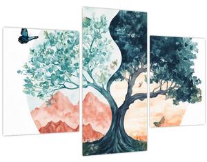 Kép – Akvarellfa tele élettel (90x60 cm)
