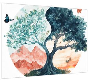 Kép – Akvarellfa tele élettel (70x50 cm)