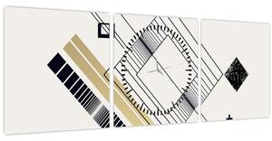 Kép - Geometriai formák N⁰6 (órával) (90x30 cm)