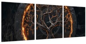 Kép – Életfa lávában I. (órával) (90x30 cm)