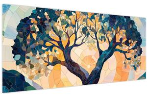 Kép – Mozaik – nap és fa II. (120x50 cm)