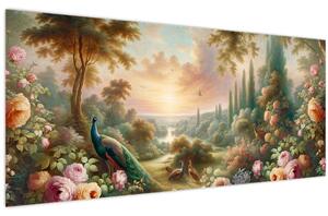 Kép - Pávák a kertben (120x50 cm)