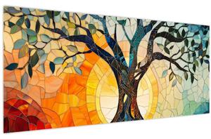Kép – Mozaik – nap és fa I. (120x50 cm)