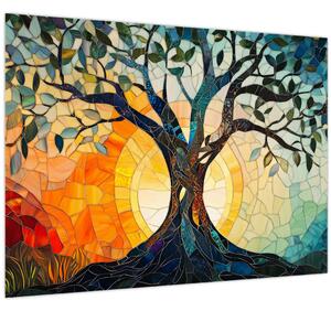 Kép – Mozaik – nap és fa I. (70x50 cm)