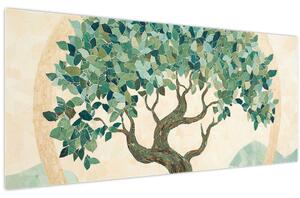 Kép – Elegáns mozaik fával (120x50 cm)