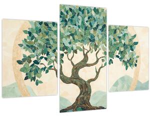 Kép – Elegáns mozaik fával (90x60 cm)