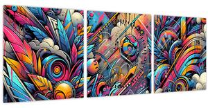 Kép - Színes graffiti (órával) (90x30 cm)