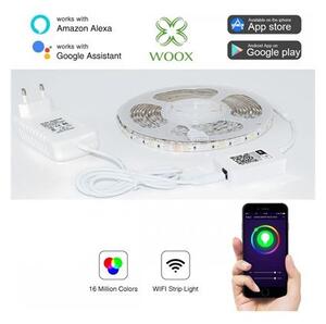 Woox Smart Home LED szalag, 5 m, 30 LED/m, adapter, színes RGB+meleg fehér, Wi-Fi (R5093)