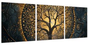 Kép – Arany aurájú fa (órával) (90x30 cm)