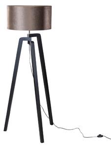 Állólámpa fekete színű, barna bársony lámpabúrával, 50 cm - Puros