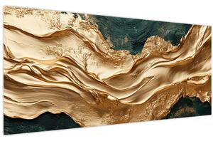 Kép - Zöld absztrakció arannyal II. (120x50 cm)