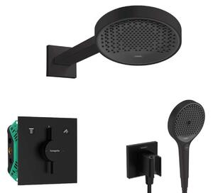 Hansgrohe - Zuhanyszett rejtett keverővel, testtel, 25 cm átmérővel, 3 fúvókával, fekete színű szőnyeggel SANI21HHH405