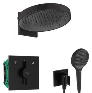 Hansgrohe - Zuhanyszett rejtett keverővel, testtel, 36 cm átmérővel, 3 fúvókával, fekete színű szőnyeggel SANI21HHH409