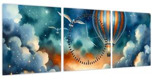 Kép - Repülés az éjjeli ég alatt (órával) (90x30 cm)