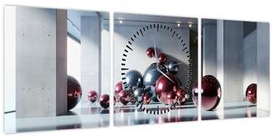 Kép - 3D tér gömbökkel II. (órával) (90x30 cm)