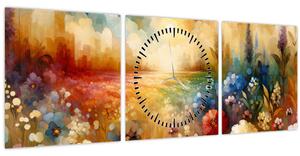 Kép - Színes rét (órával) (90x30 cm)