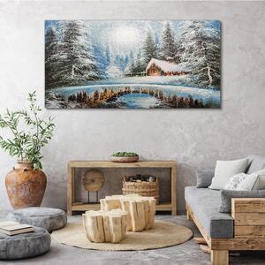 Vászonkép Téli hó erdei természet