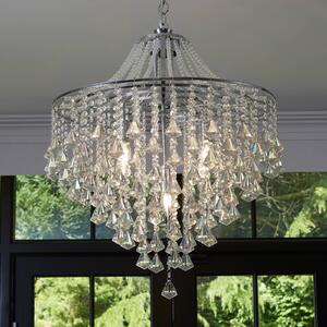 Searchlight Dorchester csillár, kristályüveg, 5 lámpás, Ø 64 cm, E14, dimmelhető, Króm / ezüst, Nappali / Étkező, Üveg, Antik