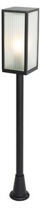 Kültéri állólámpa fekete bordás üveggel 100 cm IP44 - Charlois