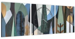 Kép - Természetes geometriai absztrakció II. (órával) (90x30 cm)