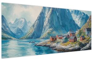 Kép - Norvég falu (120x50 cm)