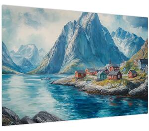 Kép - Norvég falu (90x60 cm)