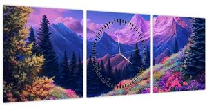 Kép - Lila táj teljes holdfénynél (órával) (90x30 cm)